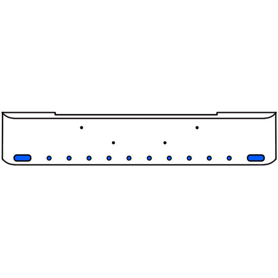 18 Inch Chrome Texas Rolled End Bumper Kit With Bolt Holes And 2 Oval-10 Round 2 Inch Amber-Blue Dual Revolution Lights For Kenworth W900B 2011 - Current