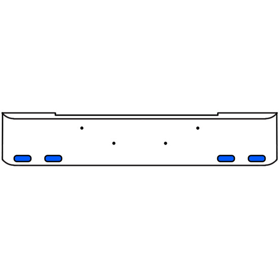 18 Inch Chrome Texas Rolled End Bumper Kit With Bolt Holes And 4 Oval Amber-Blue Dual Revolution Lights For Kenworth W900B 2011 - Current