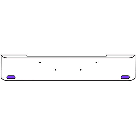 18 Inch Chrome Texas Rolled End Bumper Kit With Bolt Holes And 2 Oval Amber-Purple Dual Revolution Lights With Visors For Kenworth W900B 2011 - Current