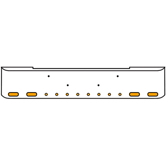 18 Inch Chrome Texas Rolled End Bumper Kit With Bolt Holes And 4 Oval-8 Round 2 Inch Amber Mirage Lights For Kenworth W900B 2011 - Current