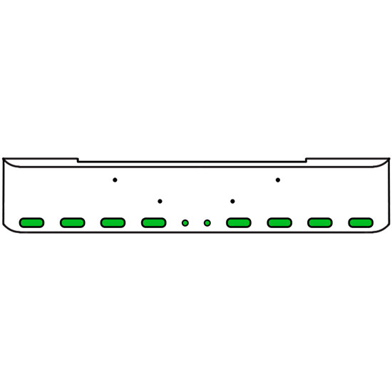 18 Inch Chrome Texas Rolled End Bumper Kit With Bolt Holes And 8 Oval-2 Round 2 Inch Amber-Green Dual Revolution Lights For Kenworth W900B 2011 - Current