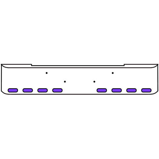 18 Inch Chrome Texas Rolled End Bumper Kit With Bolt Holes And 8 Oval Amber-Purple Dual Revolution Lights For Kenworth W900B 2011 - Current