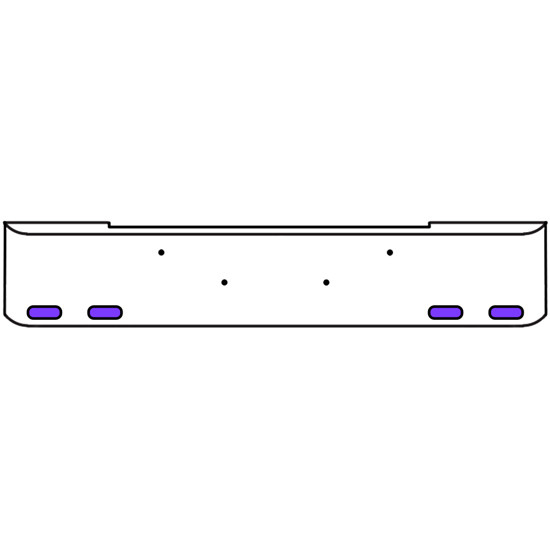 20 Inch Chrome Texas Rolled End Bumper Kit With Bolt Holes And 4 Oval Amber-Purple Dual Revolution Lights For Kenworth W900B 2011 - Current