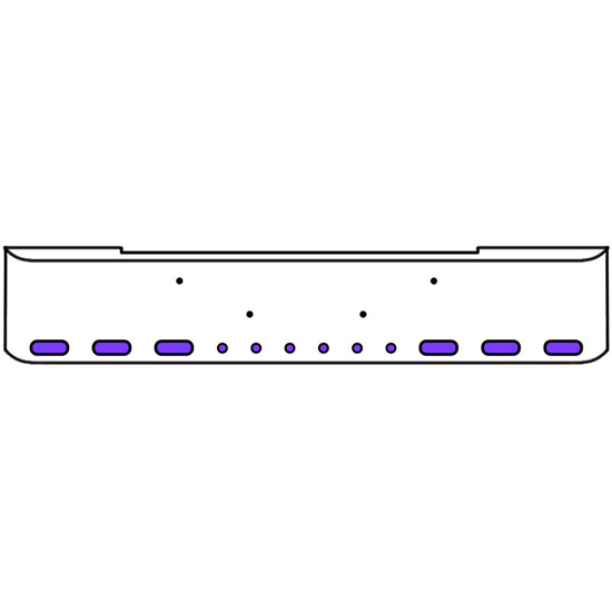 20 Inch Chrome Texas Rolled End Bumper Kit With Bolt Holes And 6 Oval-6 Round 2 Inch Amber-Purple Dual Revolution Lights For Kenworth W900B 2011 - Current