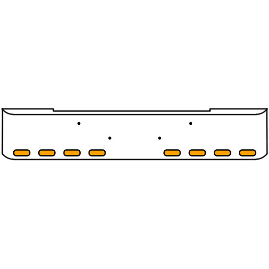 20 Inch Chrome Texas Rolled End Bumper Kit With Bolt Holes And 8 Oval Amber-Clear Mirage Lights With Visors For Kenworth W900B 2011 - Current