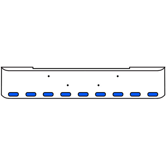 20 Inch Chrome Texas Rolled End Bumper Kit With Bolt Holes And 9 Oval Amber-Blue Dual Revolution Lights With Visors For Kenworth W900B 2011 - Current