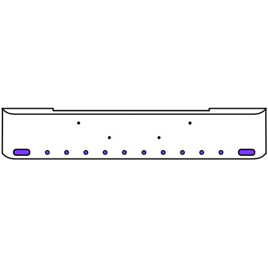 22 Inch Chrome Texas Rolled End Bumper Kit With Bolt Holes And 2 Oval-10 Round 2 Inch Amber-Purple Dual Revolution Lights With Visors For Kenworth W900B 2011 - Current