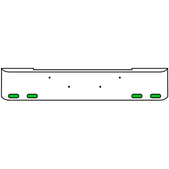 22 Inch Chrome Texas Rolled End Bumper Kit With Bolt Holes And 4 Oval Amber-Green Dual Revolution Lights With Visors For Kenworth W900B 2011 - Current