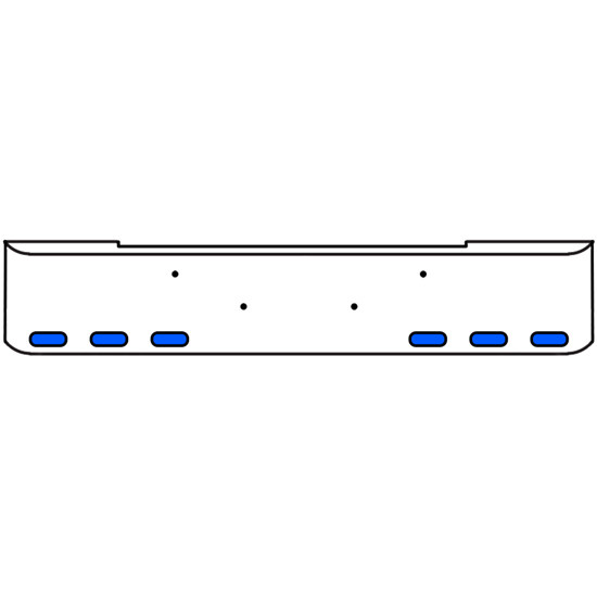 22 Inch Chrome Texas Rolled End Bumper Kit With Bolt Holes And 6 Oval Amber-Blue Dual Revolution Lights For Kenworth W900B 2011 - Current