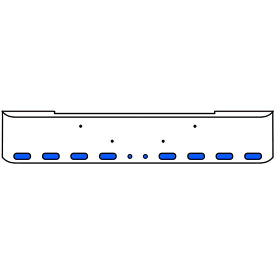 22 Inch Chrome Texas Rolled End Bumper Kit With Bolt Holes And 8 Oval-2 Round 2 Inch Amber-Blue Dual Revolution Lights For Kenworth W900B 2011 - Current