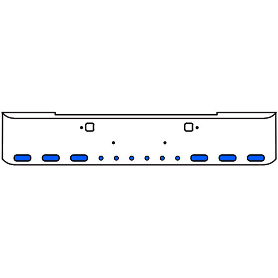 18 Inch Chrome Texas Rolled End Bumper Kit With Tow Holes And 6 Oval-6 Round 2 Inch Amber-Blue Dual Revolution Lights For Kenworth W900B 2011 - Current