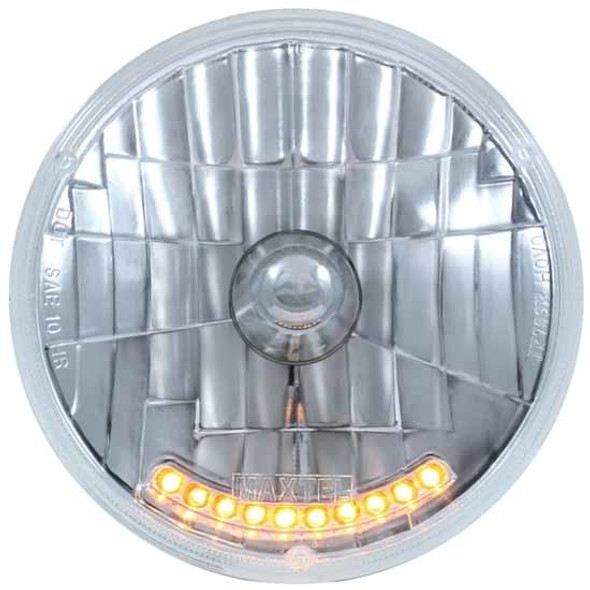 7 Inch Round Crystal Headlight W/ Halogen Bulb And 10 Auxiliary LED Position For Peterbilt 359, 378, 379, 388, 389