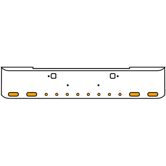 18 Inch Chrome Texas Rolled End Bumper Kit With Tow Holes And 4 Oval-8 Round 2 Inch Amber Mirage Lights For Kenworth W900B 2011 - Current