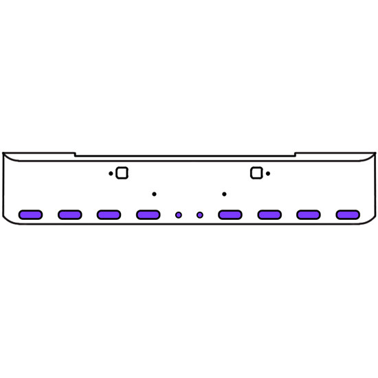 18 Inch Chrome Texas Rolled End Bumper Kit With Tow Holes And 8 Oval-2 Round 2 Inch Amber-Purple Dual Revolution Lights With Visors For Kenworth W900B 2011 - Current