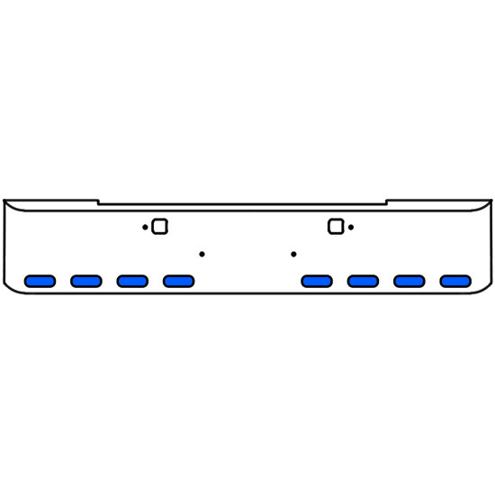18 Inch Chrome Texas Rolled End Bumper Kit With Tow Holes And 8 Oval Amber-Blue Dual Revolution Lights With Visors For Kenworth W900B 2011 - Current