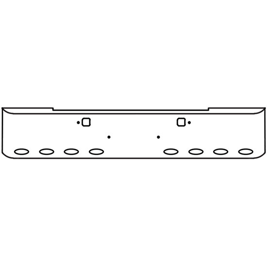 18 Inch Chrome Steel Texas Square Rolled End Bumper With Mounting And Tow/Hitch Holes 11 M1 Millennium Light Holes For Kenworth W900B 2011 And Newer