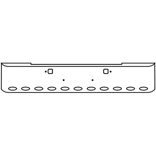 18 Inch Chrome Steel Texas Square Rolled End Bumper With Mounting And Tow/Hitch Holes 11 M1 Millennium Light Holes For Kenworth W900B 2011 And Newer