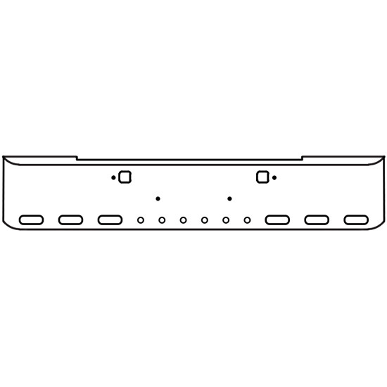 20 Inch Chrome Texas Rolled End Bumper With Tow, 6 Oval And 6 - 2 Inch Round Light Holes For Kenworth W900B