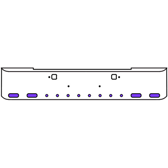 20 Inch Chrome Texas Rolled End Bumper Kit With Tow Holes And 4 Oval-8 Round 2 Inch Amber-Purple Dual Revolution Lights For Kenworth W900B 2011 - Current