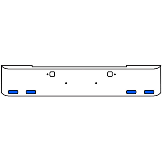 20 Inch Chrome Texas Rolled End Bumper Kit With Tow Holes And 4 Oval Amber-Blue Dual Revolution Lights With Visors For Kenworth W900B 2011 - Current