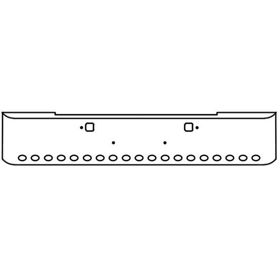 20 Inch Chrome Steel Texas Square Bumper With Mounting And Tow/Hitch Holes 19 M3 Or P3 Light Holes For Kenworth W900B 2011 And Newer