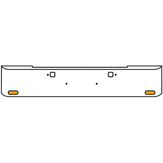22 Inch Chrome Texas Rolled End Bumper Kit With Tow Holes And 2 Oval Amber-Clear Chrome Lights For Kenworth W900B 2011 - Current