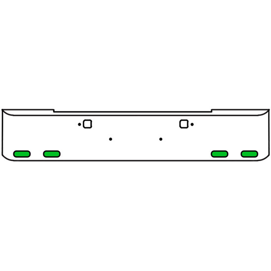 22 Inch Chrome Texas Rolled End Bumper Kit With Tow Holes And 4 Oval Amber-Green Dual Revolution Lights With Visors For Kenworth W900B 2011 - Current