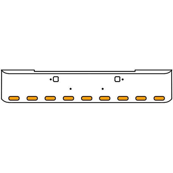 20 Inch Chrome Texas Rolled End Bumper Kit With Tow Holes And 9 Oval 24 Diode Amber Pearl Lights With Visors For Kenworth W900B 2011 - Current