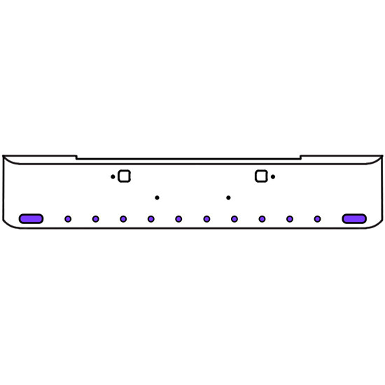 22 Inch Chrome Texas Rolled End Bumper Kit With Tow Holes And 2 Oval-10 Round 2 Inch Amber-Purple Dual Revolution Lights For Kenworth W900B 2011 - Current