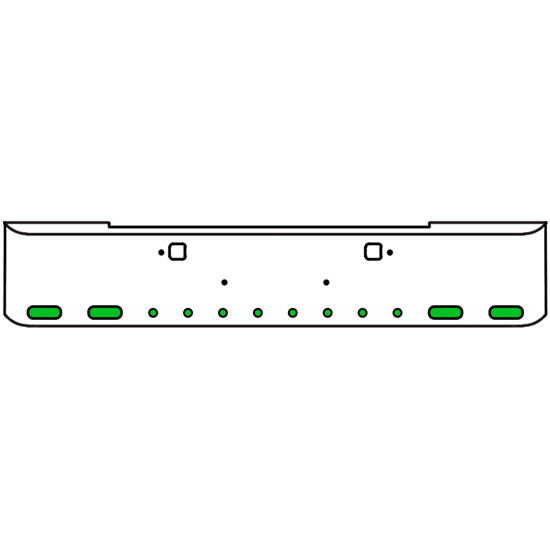 22 Inch Chrome Texas Rolled End Bumper Kit With Tow Holes And 4 Oval-8 Round 2 Inch Amber-Green Dual Revolution Lights For Kenworth W900B 2011 - Current