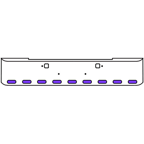 22 Inch Chrome Texas Rolled End Bumper Kit With Tow Holes And 9 Oval Amber-Purple Dual Revolution Lights With Visors For Kenworth W900B 2011 - Current