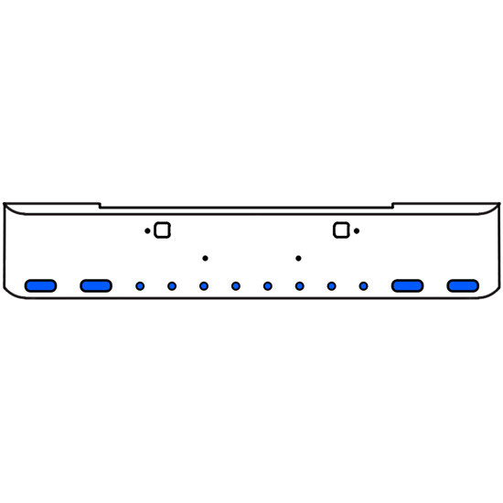 22 Inch Chrome Texas Rolled End Bumper Kit With Tow Holes And 4 Oval-8 Round 2 Inch Amber-Blue Dual Revolution Lights With Visors For Kenworth W900B 2011 - Current