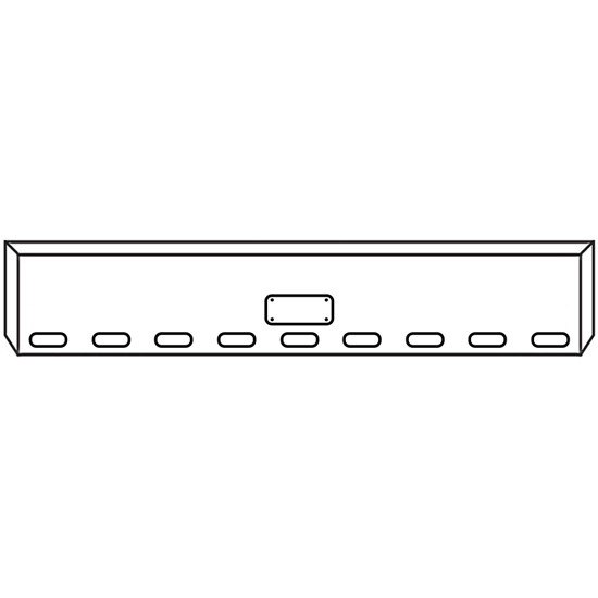 20 Inch Chrome Steel Boxed End Bumper, Blind Mount With 9 Oval Light Holes And Recessed Tag For Freightliner, Kenworth, Peterbilt