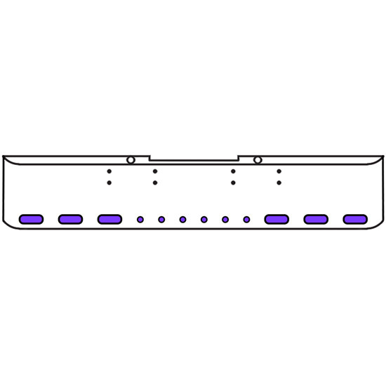 18 Inch Chrome Texas Rolled End Bumper Kit With Bolt Holes And 6 Oval-6 Round 2 Inch Amber-Purple Dual Revolution Lights For Peterbilt 352, 359 1972 Thru 1987