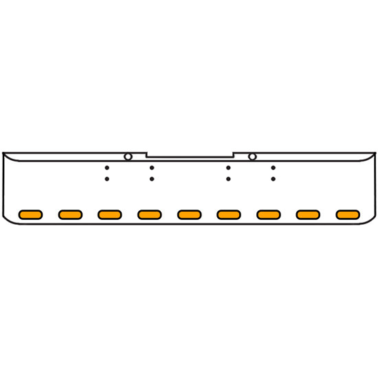18 Inch Chrome Texas Rolled End Bumper Kit With Bolt Holes And 9 Oval Amber Mirage Lights For Peterbilt 352, 359 1972 Thru 1987