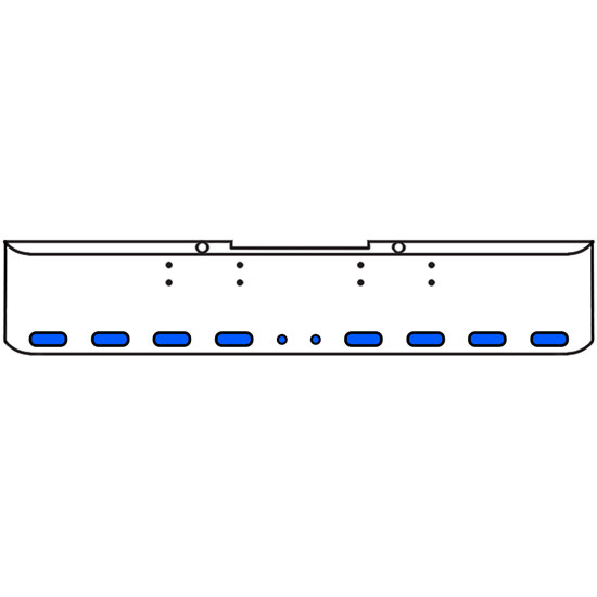 18 Inch Chrome Texas Rolled End Bumper Kit With Bolt Holes And 8 Oval-2 Round 2 Inch Amber-Blue Dual Revolution Lights With Visors For Peterbilt 352, 359 1972 Thru 1987
