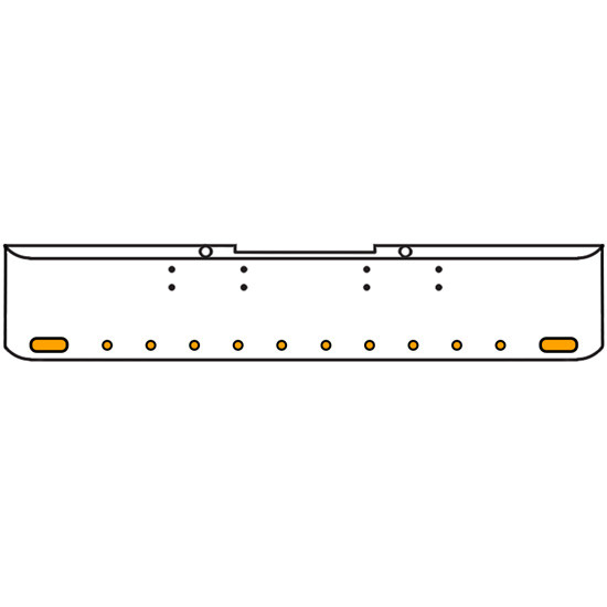 20 Inch Chrome Texas Rolled End Bumper Kit With Bolt Holes And 2 Oval-10 Round 2 Inch Amber Mirage Lights For Peterbilt 352, 359 1972 Thru 1987