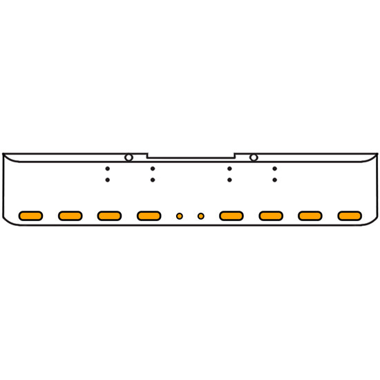 20 Inch Chrome Texas Rolled End Bumper Kit With Bolt Holes And 8 Oval-2 Round 2 Inch Amber Mirage Lights With Visors For Peterbilt 352, 359 1972 Thru 1987