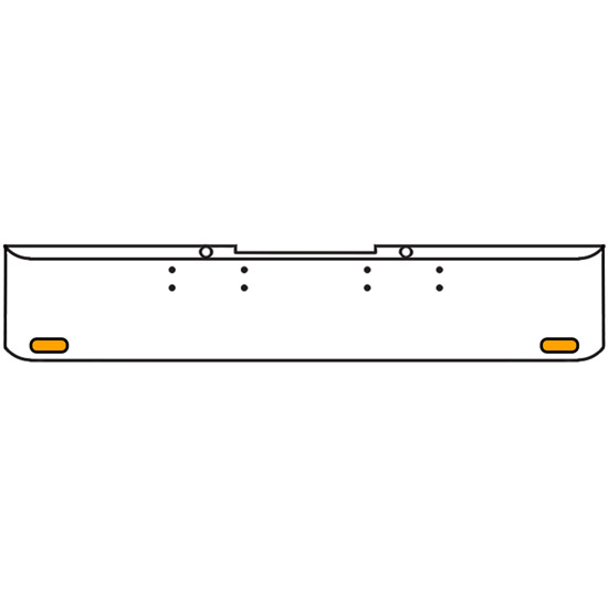 22 Inch Chrome Texas Rolled End Bumper Kit With Bolt Holes And 2 Oval Amber Mirage Lights With Visors For Peterbilt 352, 359 1972 Thru 1987