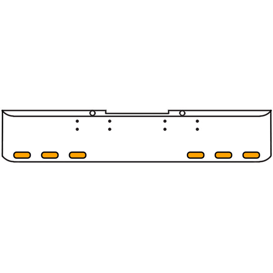 22 Inch Chrome Texas Rolled End Bumper Kit With Bolt Holes And 6 Oval Amber-Clear Chrome Lights With Visors For Peterbilt 352, 359 1972 Thru 1987