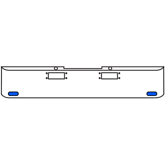 20 Inch Chrome Texas Rolled End Bumper Kit With Tow Holes And 2 Oval Amber-Blue Dual Revolution Lights With Visors For Peterbilt 352, 359 1972 Thru 1987
