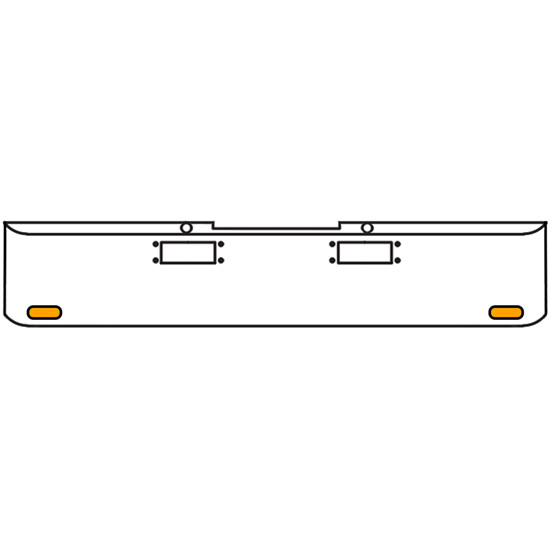 20 Inch Chrome Texas Rolled End Bumper Kit With Tow Holes And 2 Oval Amber-Clear Chrome Lights With Visors For Peterbilt 352, 359 1972 Thru 1987