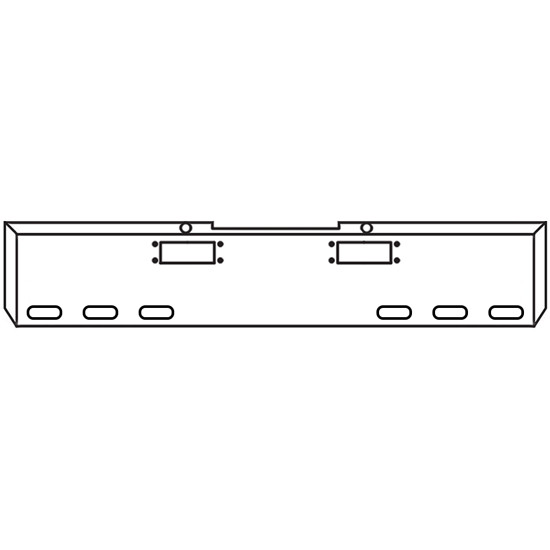 22 Inch Chrome 45 Degree Mitered End Roadrunner Bumper With Tow, 6 Oval Light Holes For Peterbilt 352, 359