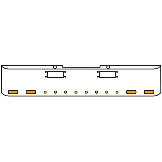 20 Inch Chrome Texas Rolled End Bumper Kit With Tow Holes And 4 Oval-8 Round 2 Inch Amber-Clear Chrome Lights With Visors For Peterbilt 352, 359 1972 Thru 1987