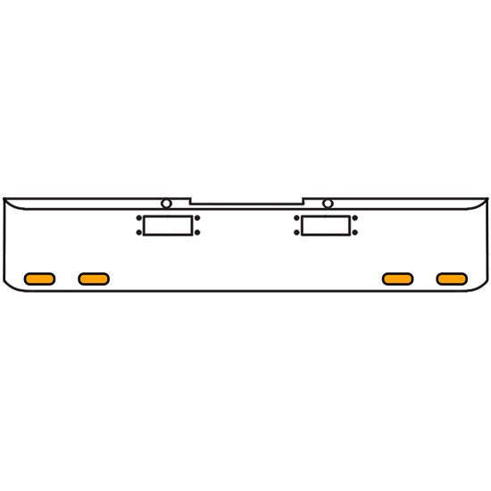 20 Inch Chrome Texas Rolled End Bumper Kit With Tow Holes And 4 Oval Amber-Clear Chrome Lights For Peterbilt 352, 359 1972 Thru 1987