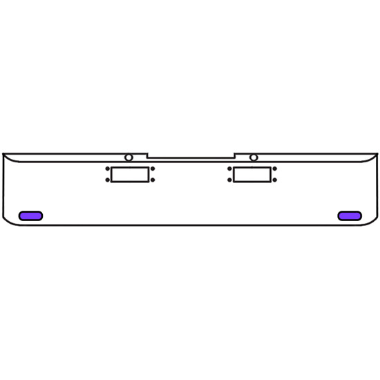 20 Inch Chrome Texas Rolled End Bumper Kit With Tow Holes And 2 Oval Amber-Purple Dual Revolution Lights For Peterbilt 352, 359 1972 Thru 1987