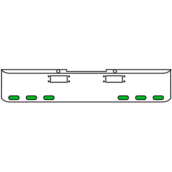 20 Inch Chrome Texas Rolled End Bumper Kit With Tow Holes And 6 Oval Amber-Green Dual Revolution Lights With Visors For Peterbilt 352, 359 1972 Thru 1987