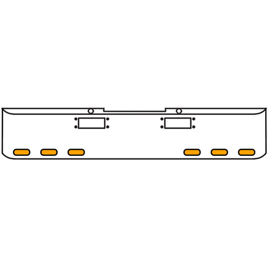 20 Inch Chrome Texas Rolled End Bumper Kit With Tow Holes And 6 Oval Amber Mirage Lights With Visors For Peterbilt 352, 359 1972 Thru 1987
