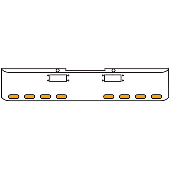 20 Inch Chrome Texas Rolled End Bumper Kit With Tow Holes And 8 Oval Amber-Clear Mirage Lights With Visors For Peterbilt 352, 359 1972 Thru 1987