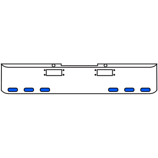 22 Inch Chrome Texas Rolled End Bumper Kit With Tow Holes And 6 Oval Amber-Blue Dual Revolution Lights With Visors For Peterbilt 352, 359 1972 Thru 1987